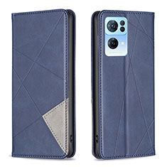 Funda de Cuero Cartera con Soporte Carcasa B07F para Oppo Reno7 Pro 5G Azul