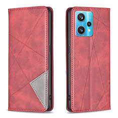 Funda de Cuero Cartera con Soporte Carcasa B07F para Realme 9 4G Rojo