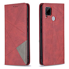 Funda de Cuero Cartera con Soporte Carcasa B07F para Realme C12 Rojo