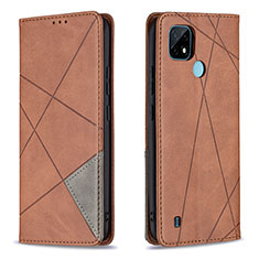 Funda de Cuero Cartera con Soporte Carcasa B07F para Realme C21 Marron