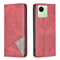 Funda de Cuero Cartera con Soporte Carcasa B07F para Realme C30s Rojo