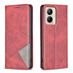 Funda de Cuero Cartera con Soporte Carcasa B07F para Realme C33 (2023) Rojo