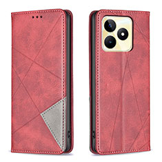 Funda de Cuero Cartera con Soporte Carcasa B07F para Realme C53 India Rojo