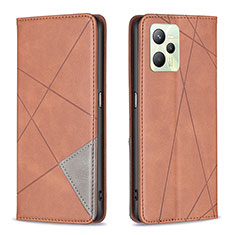 Funda de Cuero Cartera con Soporte Carcasa B07F para Realme Narzo 50A Prime Marron