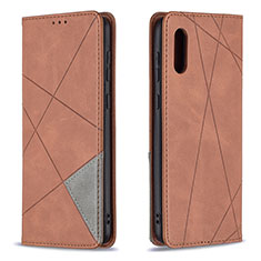 Funda de Cuero Cartera con Soporte Carcasa B07F para Samsung Galaxy A02 Marron