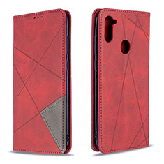 Funda de Cuero Cartera con Soporte Carcasa B07F para Samsung Galaxy A11 Rojo