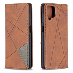 Funda de Cuero Cartera con Soporte Carcasa B07F para Samsung Galaxy A12 Nacho Marron