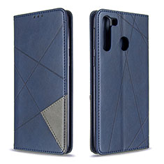 Funda de Cuero Cartera con Soporte Carcasa B07F para Samsung Galaxy A21 Azul