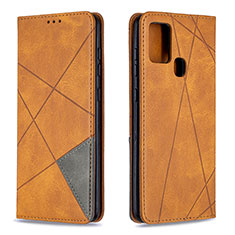 Funda de Cuero Cartera con Soporte Carcasa B07F para Samsung Galaxy A21s Marron Claro