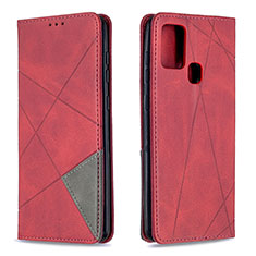 Funda de Cuero Cartera con Soporte Carcasa B07F para Samsung Galaxy A21s Rojo