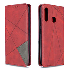 Funda de Cuero Cartera con Soporte Carcasa B07F para Samsung Galaxy A70E Rojo