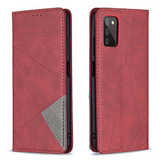 Funda de Cuero Cartera con Soporte Carcasa B07F para Samsung Galaxy M02s Rojo