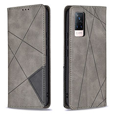 Funda de Cuero Cartera con Soporte Carcasa B07F para Vivo V21 5G Gris