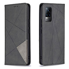 Funda de Cuero Cartera con Soporte Carcasa B07F para Vivo V21e 4G Negro