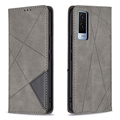 Funda de Cuero Cartera con Soporte Carcasa B07F para Vivo V21e 5G Gris