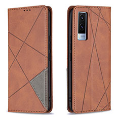 Funda de Cuero Cartera con Soporte Carcasa B07F para Vivo V21e 5G Marron