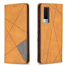 Funda de Cuero Cartera con Soporte Carcasa B07F para Vivo V21e 5G Marron Claro