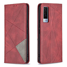 Funda de Cuero Cartera con Soporte Carcasa B07F para Vivo V21e 5G Rojo