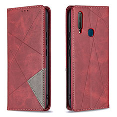 Funda de Cuero Cartera con Soporte Carcasa B07F para Vivo Y11 Rojo