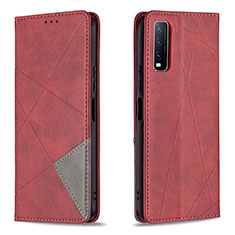 Funda de Cuero Cartera con Soporte Carcasa B07F para Vivo Y11s Rojo