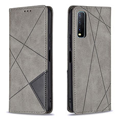 Funda de Cuero Cartera con Soporte Carcasa B07F para Vivo Y12A Gris