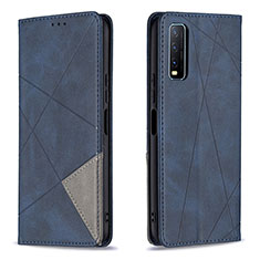 Funda de Cuero Cartera con Soporte Carcasa B07F para Vivo Y12G Azul