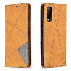 Funda de Cuero Cartera con Soporte Carcasa B07F para Vivo Y12s (2021) Marron Claro