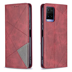 Funda de Cuero Cartera con Soporte Carcasa B07F para Vivo Y21 Rojo