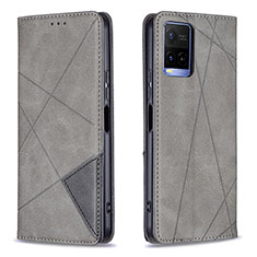 Funda de Cuero Cartera con Soporte Carcasa B07F para Vivo Y21s Gris