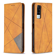 Funda de Cuero Cartera con Soporte Carcasa B07F para Vivo Y31 (2021) Marron Claro