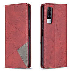 Funda de Cuero Cartera con Soporte Carcasa B07F para Vivo Y31 (2021) Rojo