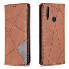 Funda de Cuero Cartera con Soporte Carcasa B07F para Vivo Y3s Marron