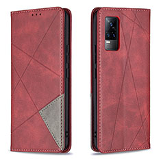 Funda de Cuero Cartera con Soporte Carcasa B07F para Vivo Y73 (2021) Rojo