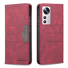 Funda de Cuero Cartera con Soporte Carcasa B07F para Xiaomi Mi 12X 5G Rojo