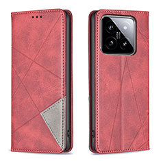 Funda de Cuero Cartera con Soporte Carcasa B07F para Xiaomi Mi 14 Pro 5G Rojo