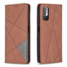 Funda de Cuero Cartera con Soporte Carcasa B07F para Xiaomi POCO M3 Pro 5G Marron