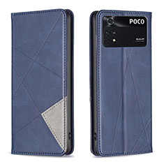 Funda de Cuero Cartera con Soporte Carcasa B07F para Xiaomi Poco M4 Pro 4G Azul