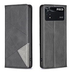 Funda de Cuero Cartera con Soporte Carcasa B07F para Xiaomi Poco M4 Pro 4G Negro