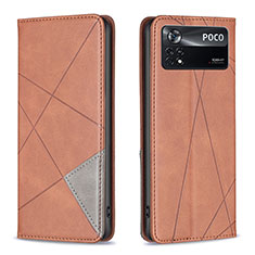 Funda de Cuero Cartera con Soporte Carcasa B07F para Xiaomi Poco X4 Pro 5G Marron