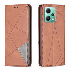 Funda de Cuero Cartera con Soporte Carcasa B07F para Xiaomi Poco X5 5G Marron