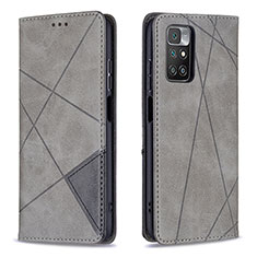 Funda de Cuero Cartera con Soporte Carcasa B07F para Xiaomi Redmi 10 4G Gris