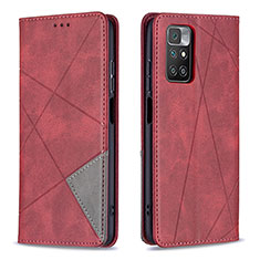 Funda de Cuero Cartera con Soporte Carcasa B07F para Xiaomi Redmi 10 4G Rojo