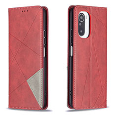 Funda de Cuero Cartera con Soporte Carcasa B07F para Xiaomi Redmi K40 5G Rojo