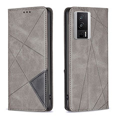 Funda de Cuero Cartera con Soporte Carcasa B07F para Xiaomi Redmi K60 Pro 5G Gris