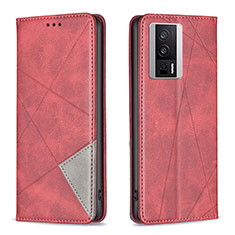 Funda de Cuero Cartera con Soporte Carcasa B07F para Xiaomi Redmi K60 Pro 5G Rojo