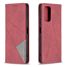 Funda de Cuero Cartera con Soporte Carcasa B07F para Xiaomi Redmi Note 10 Pro 4G Rojo