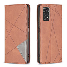 Funda de Cuero Cartera con Soporte Carcasa B07F para Xiaomi Redmi Note 11 4G (2022) Marron