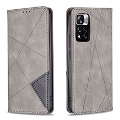 Funda de Cuero Cartera con Soporte Carcasa B07F para Xiaomi Redmi Note 11 Pro+ Plus 5G Gris