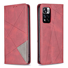 Funda de Cuero Cartera con Soporte Carcasa B07F para Xiaomi Redmi Note 11 Pro+ Plus 5G Rojo