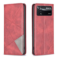 Funda de Cuero Cartera con Soporte Carcasa B07F para Xiaomi Redmi Note 11E Pro 5G Rojo